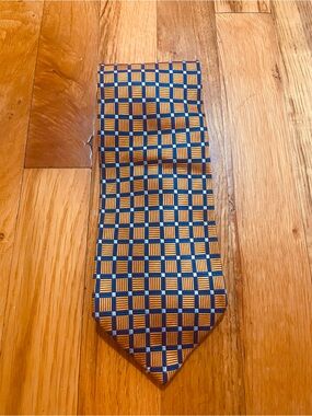 $390 Ermenegildo Zegna 3D Embroidered Windowpanes 100% Italian Silk Tie